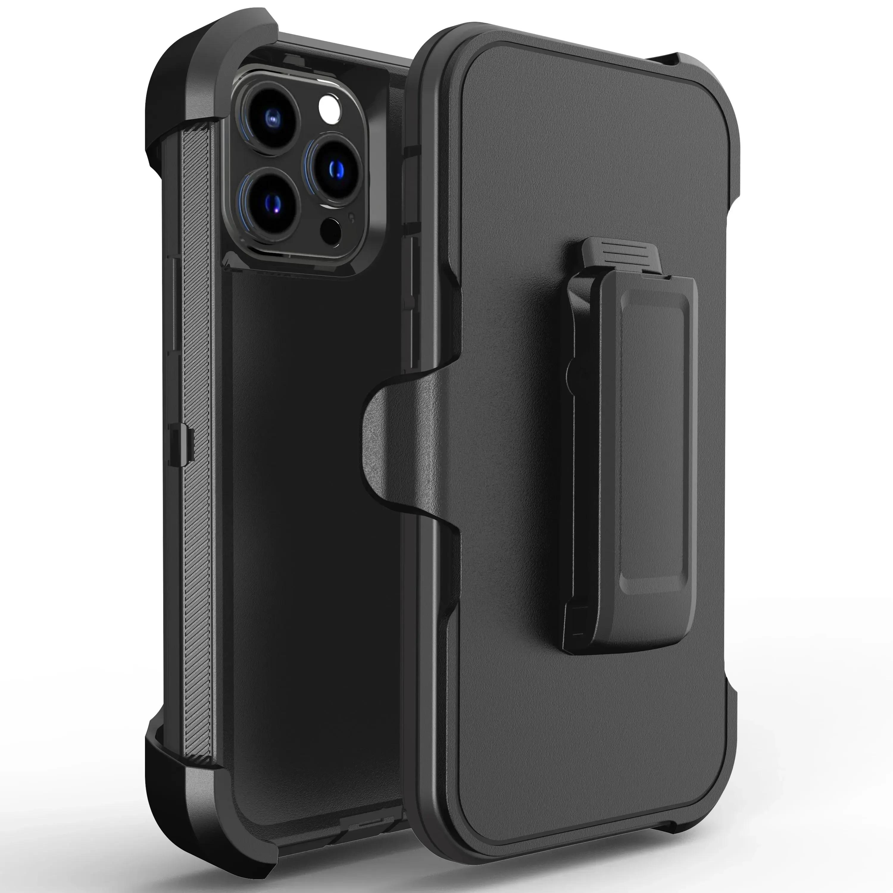 

3IN1 Heavy Duty Armor Otter Case Box для IPhone 16 14 13 12 11 15 Pro Max Xs Max XR X XS SE 6 7 8 Plus Otter Case Box із захисною кришкою для затискача на пояс For15PLUS or14PLUS чорний