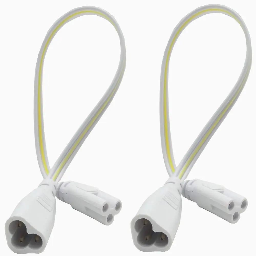 

2Pcs PVC Plastic LED Lamp Connecting Wire Copper 3Pin .LED Tube Integrated Three Hole Plug Wire White