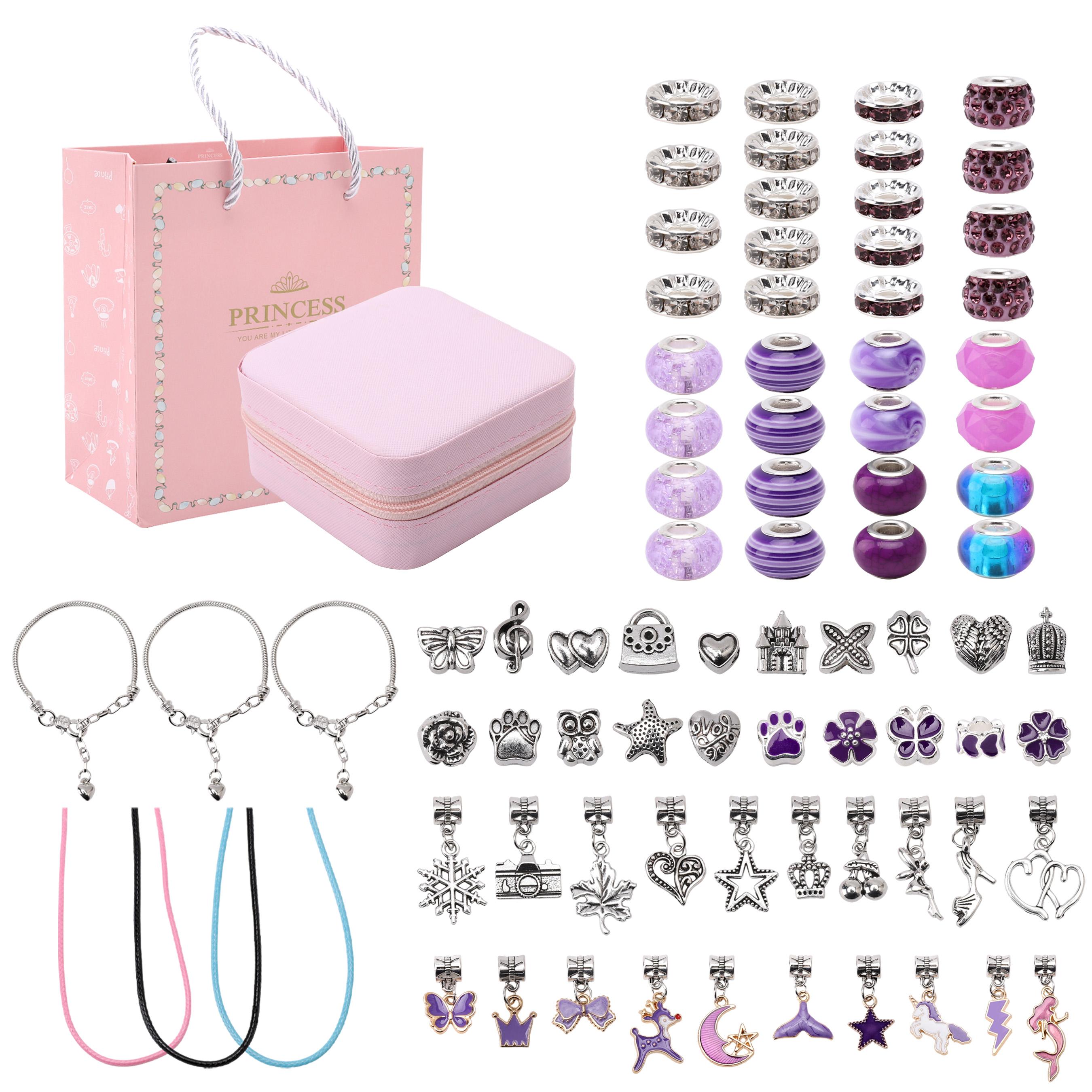 

Gift Box Set 80-piece for Children Jewelry Box For DIY Bracelet Necklace Jewelry Making 1set фіолетовий