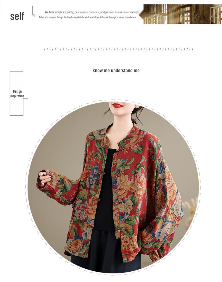 Real Shot 2025 Cotton Linen Frog Button Shirt Retro Cardigan Top