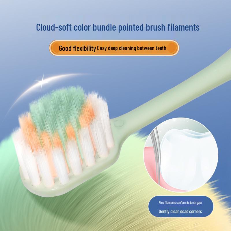 Yamagata Soft Bristle Toothbrush with Tricolor Gum Protection, Wide Head, Convex Surface, Adult Couple 3-Pack for Home Use.