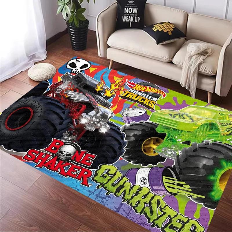H-Hot Wheels-Themed Large Carpet Mat for Bedroom and Living Room Decor Stylish Area Rug Long Hallway Entryway Doormat Durable