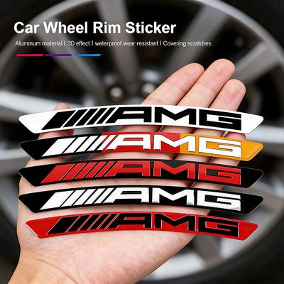 4Pcs Aluminum Car Wheel Rim Sticker Accessories For Mercedes Benz AMG GLC W203 W206 W220 W205 W211 W212 W201 W210 W108 W168 GLE