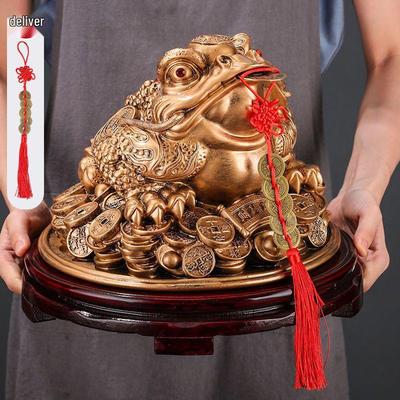 Großer dreibeiniger goldener Kröten-Schmuck für Büro und Wohnzimmer, Barren-Dekoration, Ideal für Geschäftsöffnungen oder Geschenke.