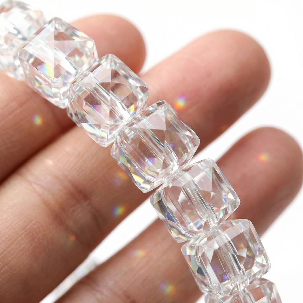 Mingtai Xiaohongshu's Popular Natural White Crystal Diamond-cut Bracelet with Irregular Beveled Beads