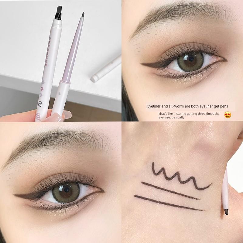 Eyeliner Gel Pen with Built-In Blade Brush ~ Colorful Eyeliner Pen in Blue, Red-Brown, Natural, Long-Lasting, Waterproof, and Sweat-Proof for Women