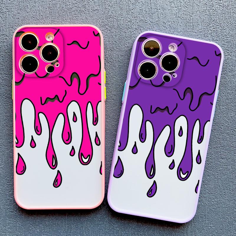 Funny Melted Ice Cream Pattern Phone Case for IPhone 16 15 Plus Pro Max 11 12 14 13 Pro Max Mini XR XS X SE2 Cute Cartoon Covers