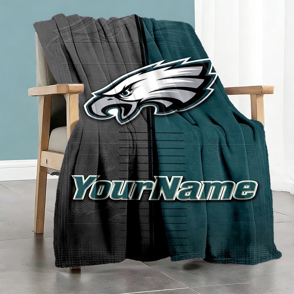 Philadelphia Eagles Personalized Text Blanket Cozy Personalized Blanket Comfortable Throw For Livingroom Office Sofa Living Room Ideal For All Seasons
