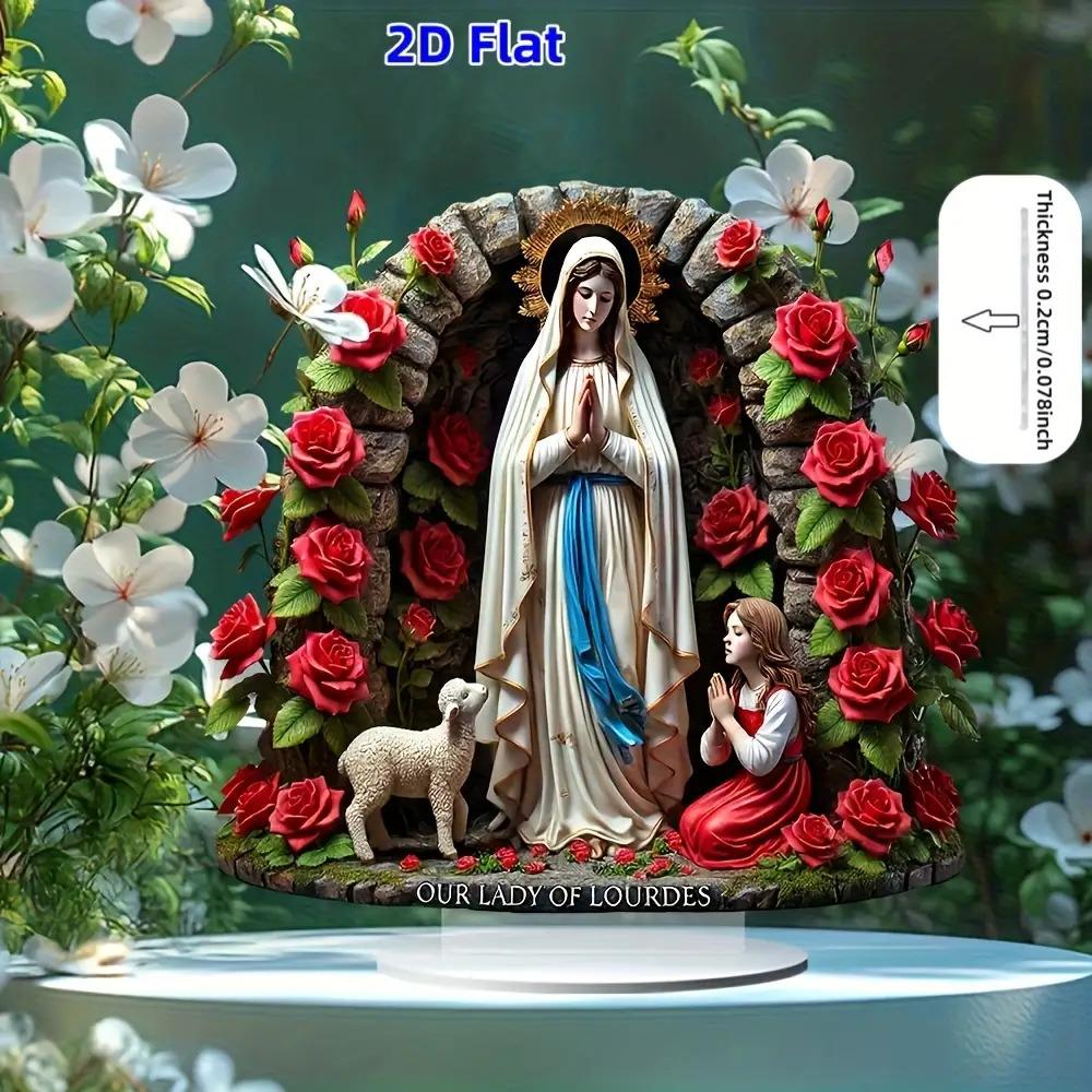 2D Flat Acrylic Lourdes Madonna Decoration, Indoor and Outdoor Decoration - No Battery/electricity Required, Free Day Decoration,