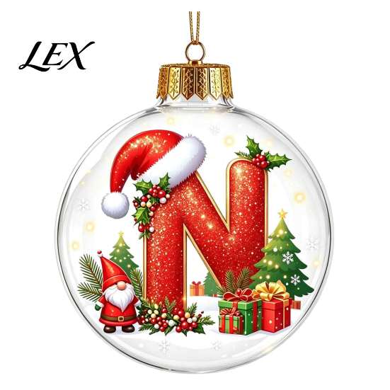 Indoor Outdoor Xmas Hanging Ornaments 26?Letter Acrylic Christmas Ball Ornament, 3D Crystal Style Alphabet Tree Decorations Pendant, Home