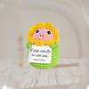 Funny Positive Crochet Pig Doll Desktop Ornament Handmade Cheer Emotional Support Positive Pig with Card Home Party Decoration
