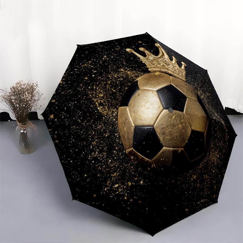 1 PC Automatic Folding Umbrella - Football Pattern, Portable & Foldable Design with 8 Ribs, Christmas Birthday Gifts