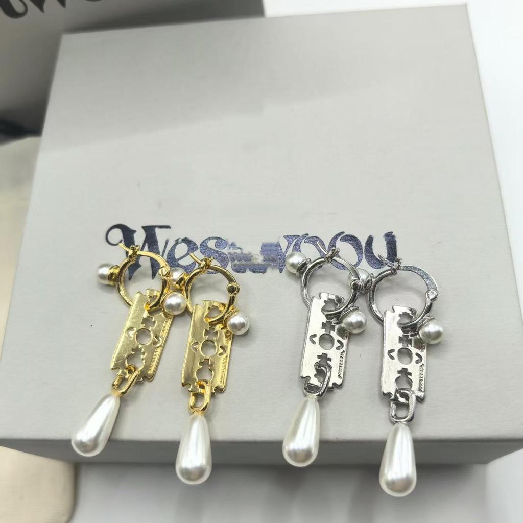 Kolczyki z Perłą Łzy Cesarzowej Wdowy Cixi z Pędzelkami - Moda Damska