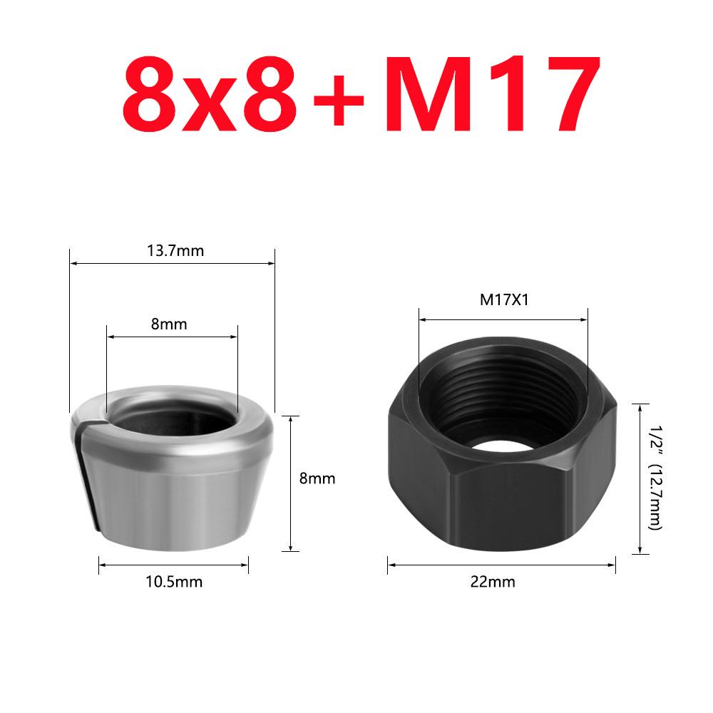 M17 Collet Chuck Adapter 6/6.35/8mm Engraving Trimming Machine Electric Router Wood Router Milling Cutter Accessories
