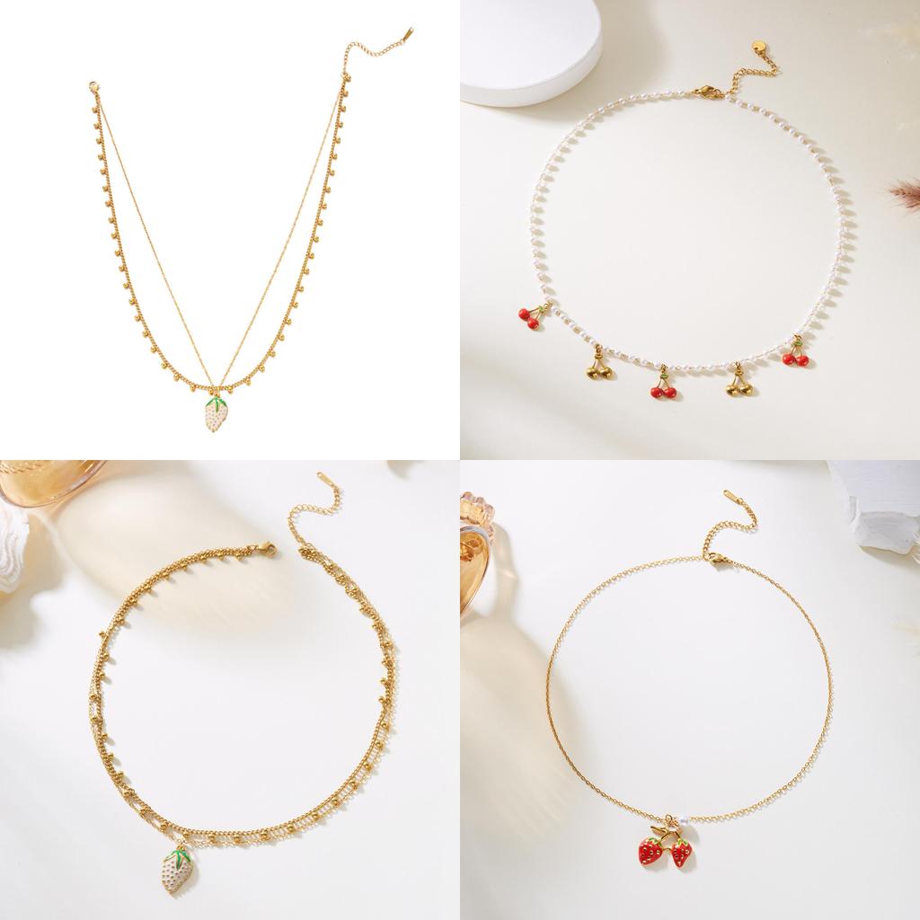 Fruitinspired Stainless Steel Necklace Collection With Multilayer Chains For Summer Fashion Accessories