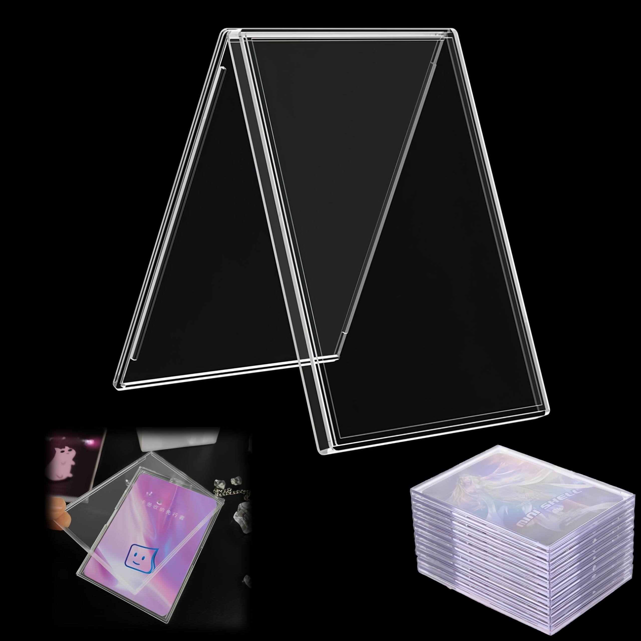 

MHSKNHW Card Loaders 66x92mm with 63x88mm Pokemon Card Hard Acrylic Card Clear Card Ideal for Trading General Sports and Baseball Card (10-Pack)