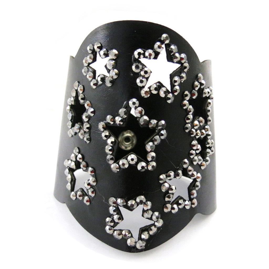 Les Trésors De Lily [J1721] - Black Gray 'Stars' Designer Bracelet
