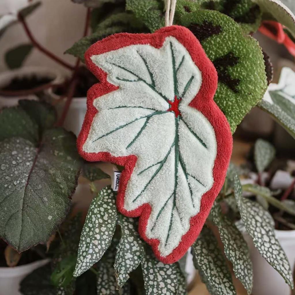 Plant Leaf Hand Towel, Hanging Type Kitchen Bathroom,Portable Towel Rag Water Suction Cleaning Plant Handkerchief Towels