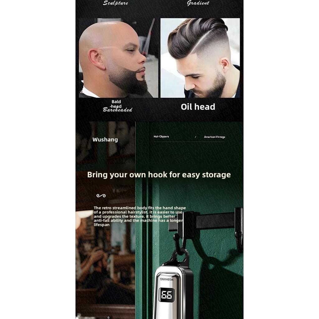 Profesjonalna Elektryczna Maszynka do Włosów z Nasadkami Grzebieniowymi, Cyfrowy Wyświetlacz LED, Przenośne Ładowanie USB, Bezprzewodowa Maszynka do Golenia i Przycinania dla Mężczyzn