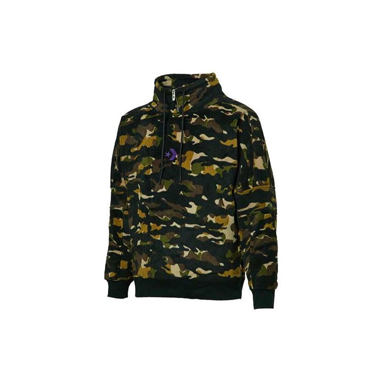 Толстовки Converse Мужские Черный Камуфляж Стойка Умеренная Обычная 10018304-A01 XXL