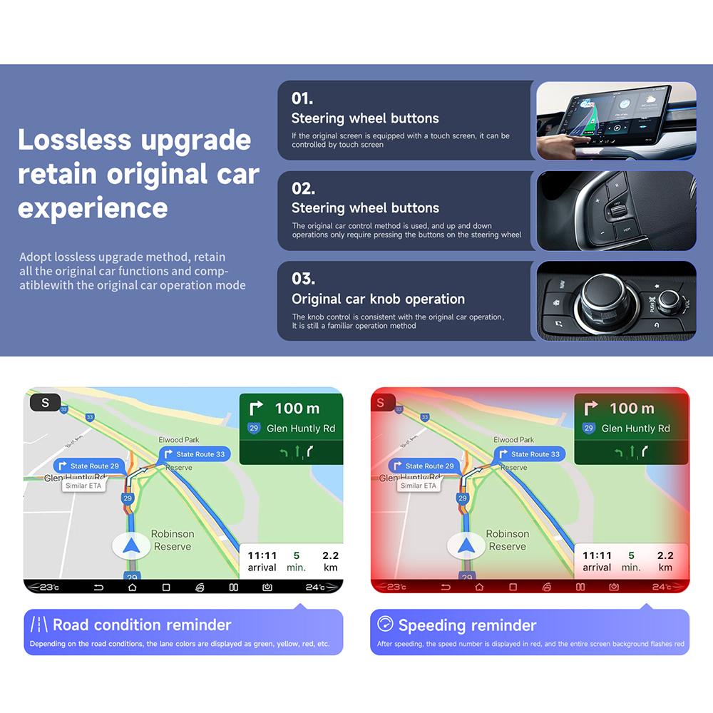 2 in 1 Wireless CarPlay Android Auto Adapter For iP/Android Phones Upgrade Wired to Wireless For Built-In CarPlay/Android Auto Cars