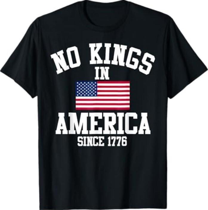 В Америке нет королей с 1776 года Ретро Американский флаг Патриотическая футболка Унисекс Футболка L