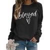 Women's Crew Neck Long Sleeve Loose Fit Sweatshirt Letter Print Casual Oversized Top