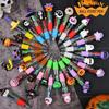 20Pcs- Halloween Mini Multicolor Pens In One 4-In-1 Cute Halloween Ballpoint Pen, Pumpkin Witch Spooky Witch Skeleton Pen Suitable For Halloween