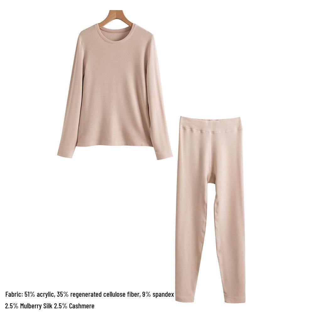 2025 Autumn Slimming Round Neck Silk Wool T-Shirt - Warm, Skin-Friendly, Solid Color