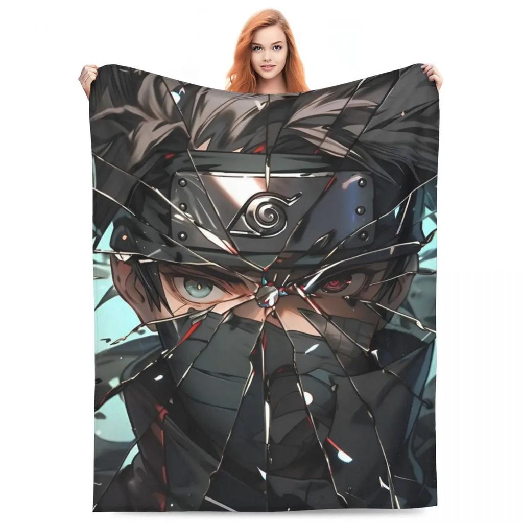 Japanese Anime Graphic Blankets N-Narutos Flannel Novelty Soft Throw Blankets for Home All Season