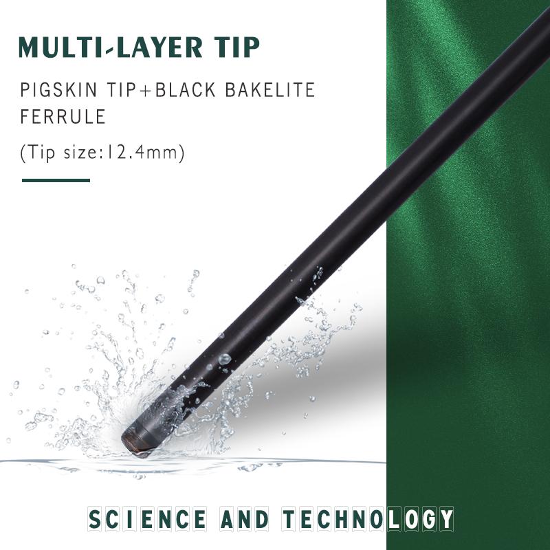 OKHEALING Carbon Fiber Pool Cue Billiards Sticks 12.4mm Tip Uni-loc Joint 147cm/58inch Length 19~20oz Weight Billiard Cue, Green