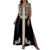 New Bohemian V-neck embroidered long dress sleeveless split beach vacation dress women's clothing