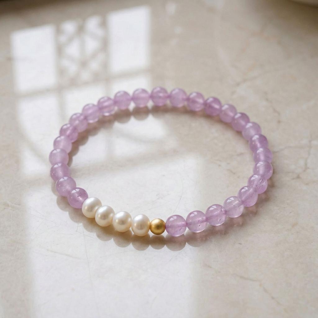 Mingtai Jewelry Natural Crystal Amethyst Gray Pearl Bracelet As a Gift for Girlfriend