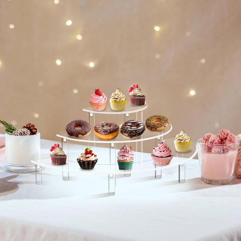 Acrylic 3 Tier Cupcake Display Stand, Dessert Table Display Set, Display Risers for Funko Figure, Perfume, Ect.