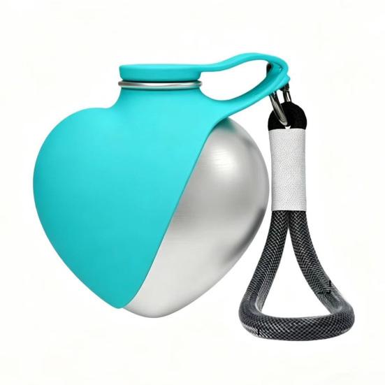 

2-in-1 Dog Water Bottle, Portable Pet Water Bottle with Bowl, 10oz Stainless Steel Heart Dog Water Ball, Dog Water Dispenser for Small Dogs Puppies синий