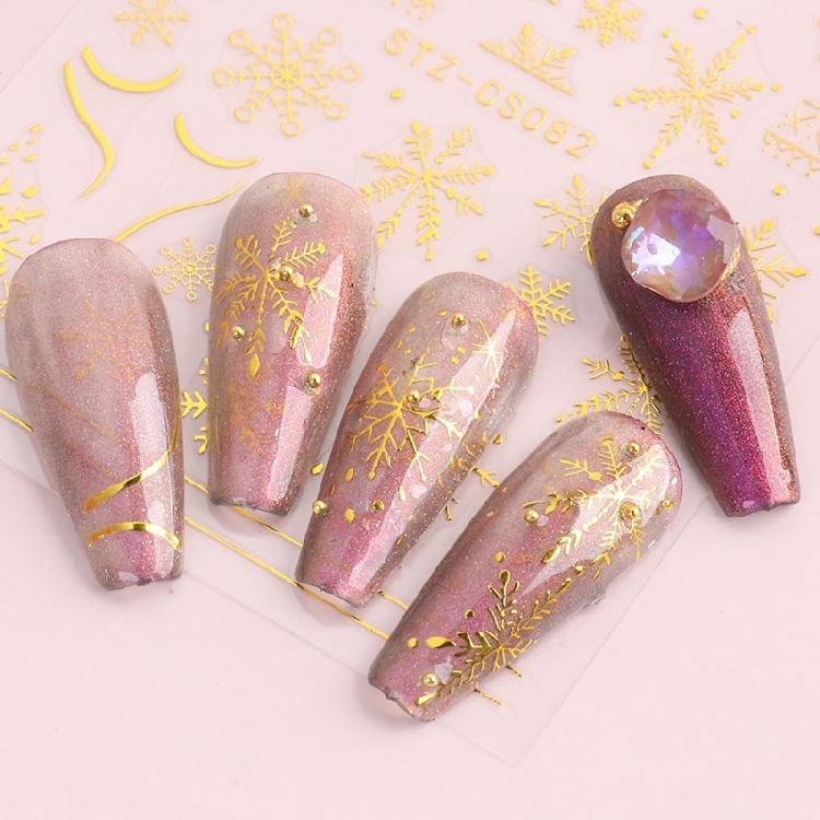 Christmas Nail Stickers 3D Xmas Design Self-adhesive Nail Decals Nail DIY Decor
