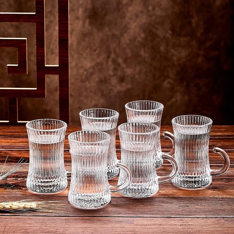 

Elegant Vertical Stripe Glass Mugs with Handle