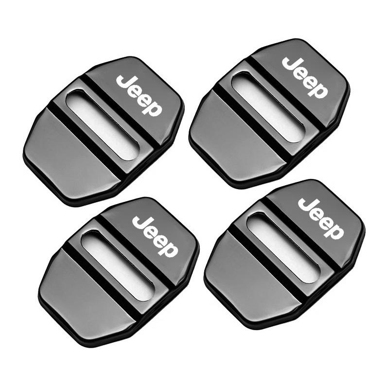 Cup Holders 4Pcs Car Door Lock Cover Stainless Steel Cap Auto Accessories For Jeep Grand Cherokee Wrangler JK Gladiator Compass