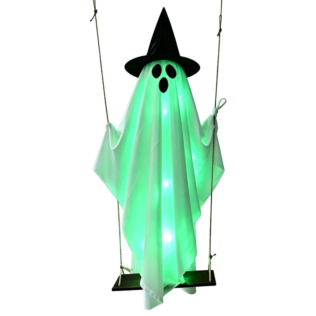A Swing Halloween Decoration with String Lights - Outdoor Yard Decor for , House Party Prop