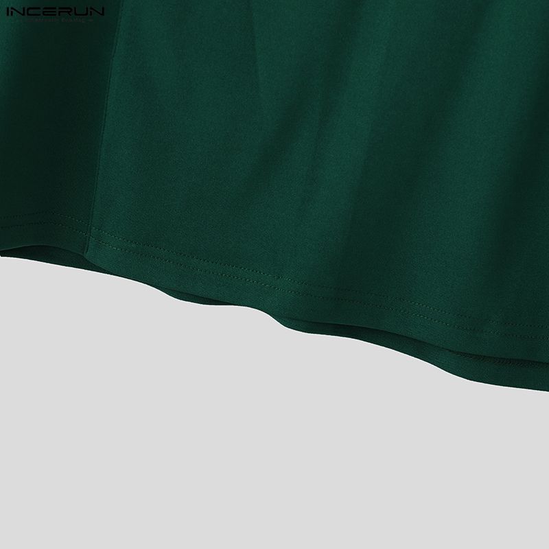 INCERUN Oversized Men's High Neck Long Sleeve Casual Loose T-shirts Tops