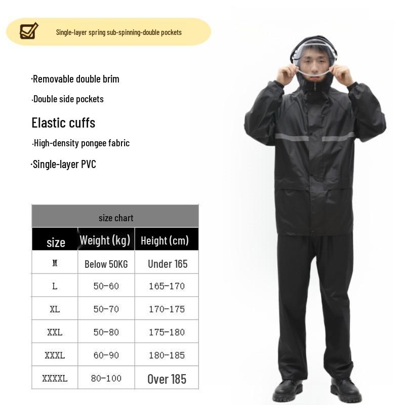 Thickened Full-Body Stormproof Raincoat and Pants - Reflective, Lengthened Set for Cycling and Riding