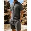 Men's Trendy Waffle Lapel Two-Piece Summer Set