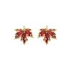 18k Gold Double Maple Leaf Stud & Ear Cuff Earrings for Women