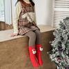 1 Pair Plush Christmas Socks with Non-Slip Grip Festive Holiday Floor Socks Soft Warm Fleece Stockings Gifts for Kids Adults