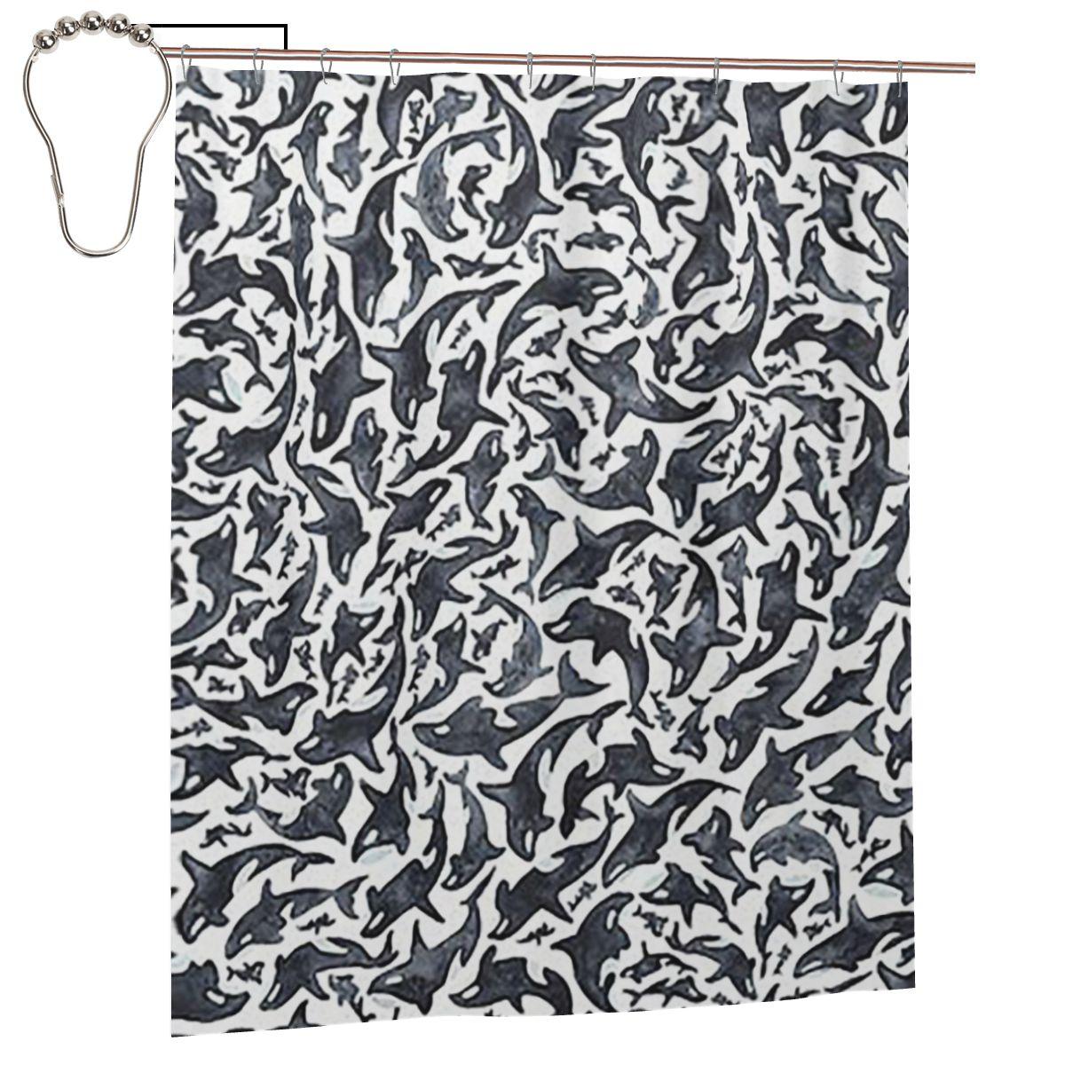 

Orca Killer Whale Jumping Out The Ocean Shower Curtain Bathroom Polyester Waterproof Bath Curtains With Hooks W60H190(CM)-1 Pcs