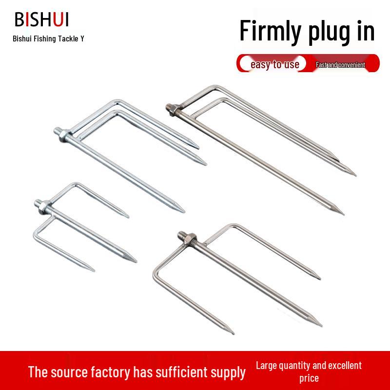 Stainless Steel Windproof Fishing Umbrella Ground Stake and Landing Net Pole