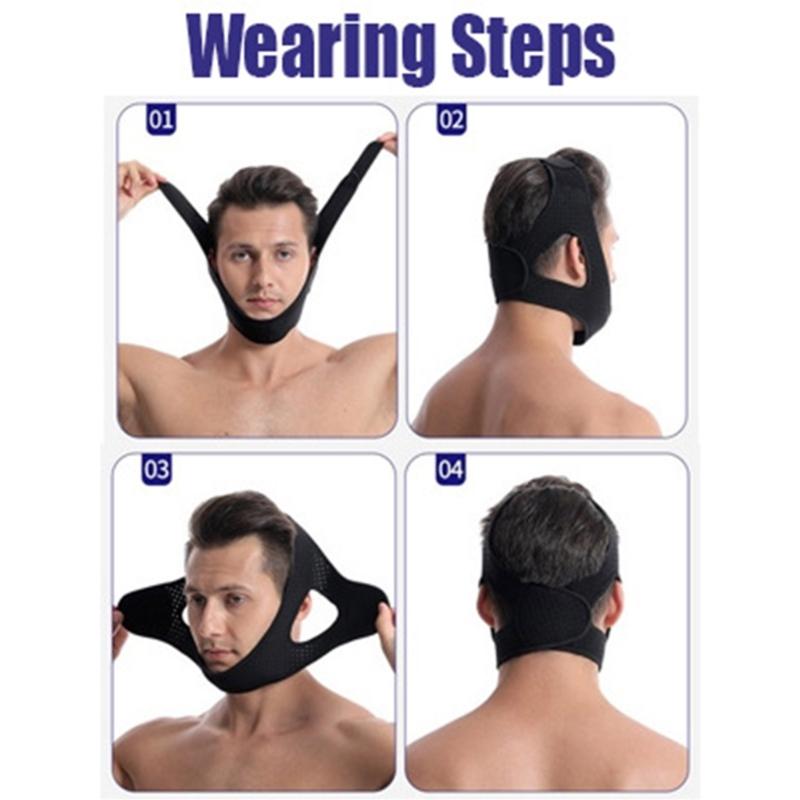 Breathable AntiSnoring Chin Straps Adjustable Design To Prevent Mouth Breathing for 21.65-23.62in Head Circumference