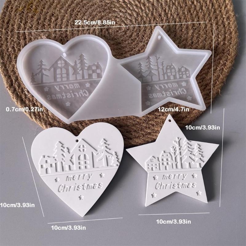 Holiday Ornament Silicone Mould Round Heart Shape Crafting Supplies for Candle Soap Baking Projects