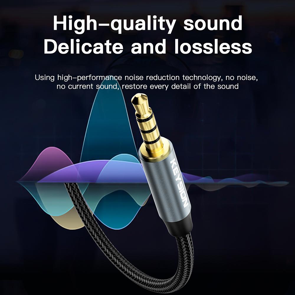 KEYSION Headset Splitter 3.5mm Audio+Mic Stereo Headphone Splitter Audio 3.5mm 4 Pole Jack Y Cable for Phone HIFI DAC Amplifier
