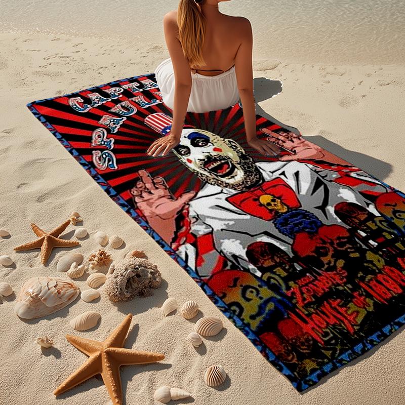 Horror Clown Laughing Beach Towel, Super Soft Microfiber, Gift for Her/Him, Birthday, for Pool, Beach, Travel, Home Decor Fan gifts